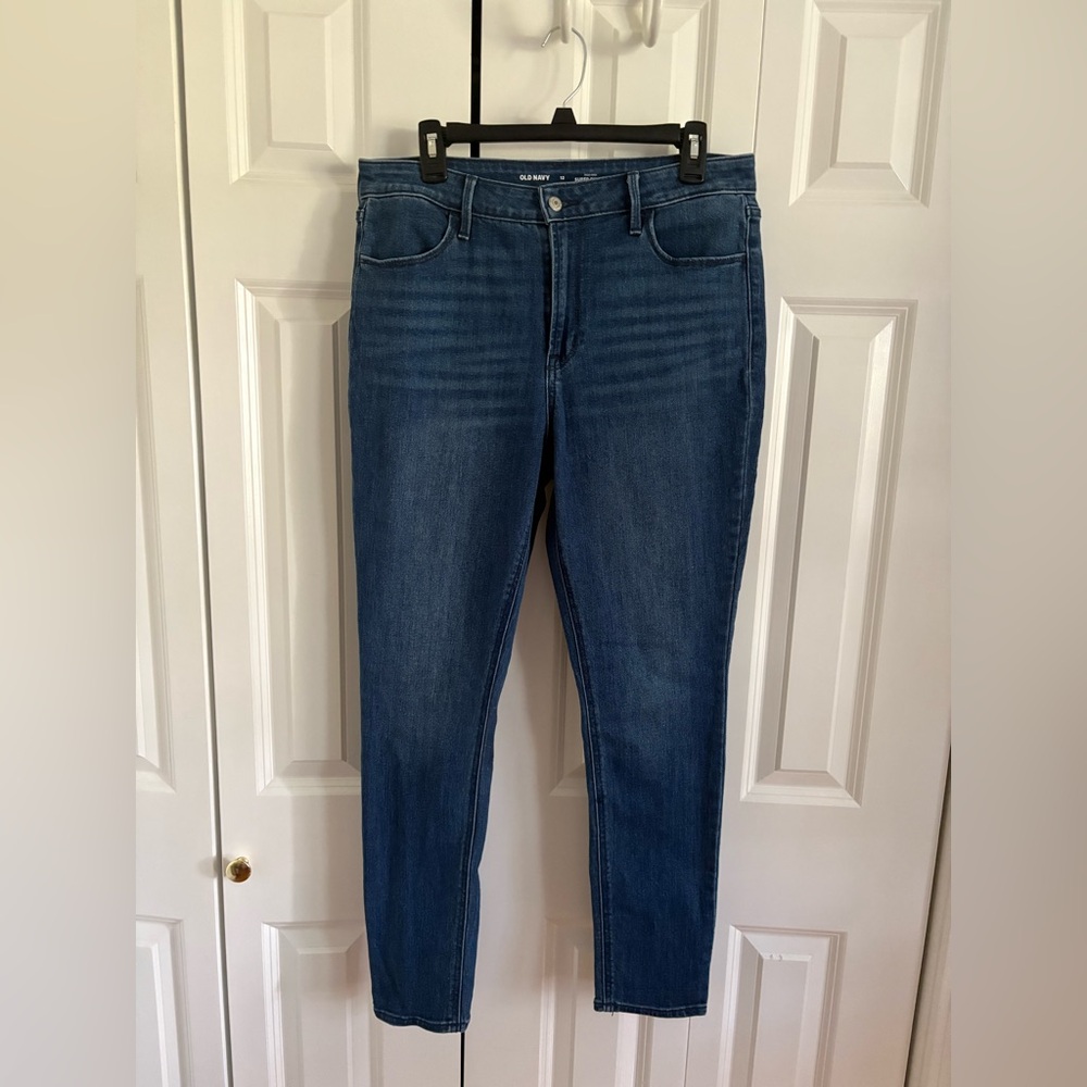 Old Navy Women's Dark Blue High-Rise Super Skinny Jeans